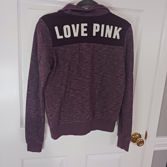 Victoria’s Secret Pink Women’s Xsmall Quarter Zip Cotton Maroon Collared Jacket - Picture 7 of 9
